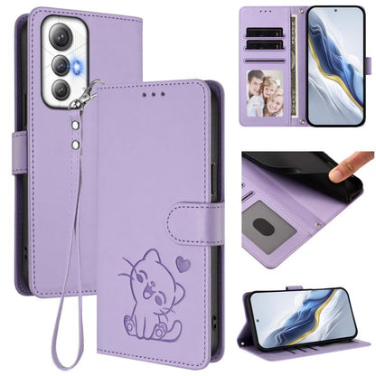 Embossed Heart Cat Leather Phone Case with Hand Strap, For Cubot A40, For Cubot P90, For Cubot A30, For Cubot A20, For Cubot Max 5, For Cubot A10, For Cubot Note 40, For Cubot P50