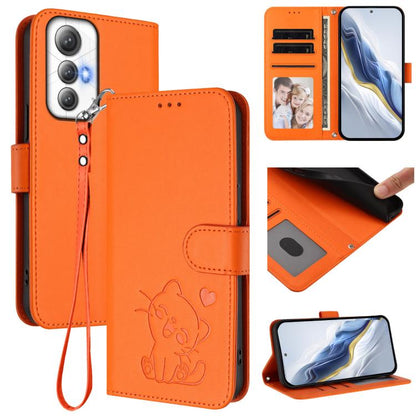 Embossed Heart Cat Leather Phone Case with Hand Strap, For Cubot A40, For Cubot P90, For Cubot A30, For Cubot A20, For Cubot Max 5, For Cubot A10, For Cubot Note 40, For Cubot P50