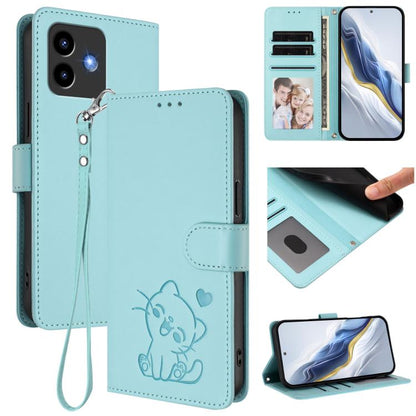Embossed Heart Cat Leather Phone Case with Hand Strap, For Cubot A40, For Cubot P90, For Cubot A30, For Cubot A20, For Cubot Max 5, For Cubot A10, For Cubot Note 40, For Cubot P50