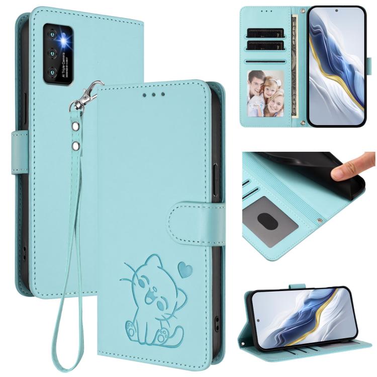 Embossed Heart Cat Leather Phone Case with Hand Strap, For Cubot A40, For Cubot P90, For Cubot A30, For Cubot A20, For Cubot Max 5, For Cubot A10, For Cubot Note 40, For Cubot P50