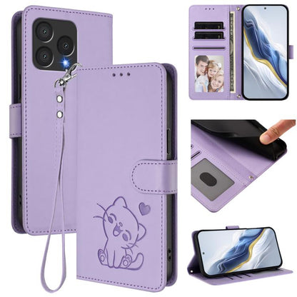 Embossed Heart Cat Leather Phone Case with Hand Strap, For Cubot A40, For Cubot P90, For Cubot A30, For Cubot A20, For Cubot Max 5, For Cubot A10, For Cubot Note 40, For Cubot P50