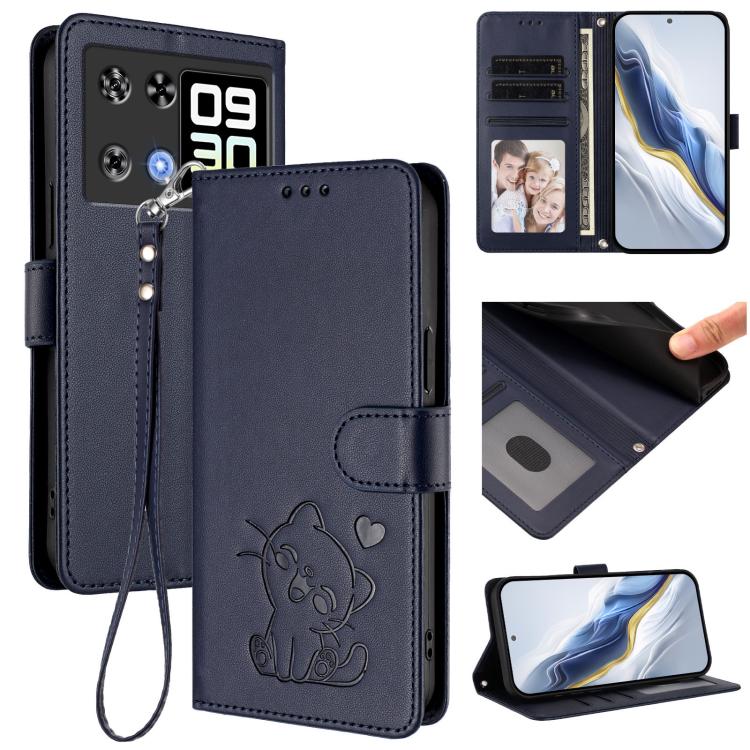 Embossed Heart Cat Leather Phone Case with Hand Strap, For Cubot A40, For Cubot P90, For Cubot A30, For Cubot A20, For Cubot Max 5, For Cubot A10, For Cubot Note 40, For Cubot P50