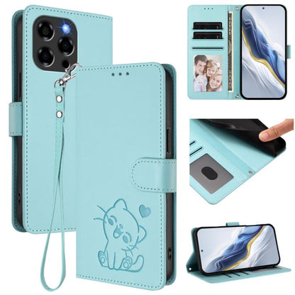 Embossed Heart Cat Leather Phone Case with Hand Strap, For Doogee Note 56 / Note 56 Pro, For Doogee N60 Pro, For Doogee Note 59 / Note 59 Pro, For Doogee Note 58 / Note 58 Pro, For Doogee Blade GT, For Doogee N55 / N55 Plus