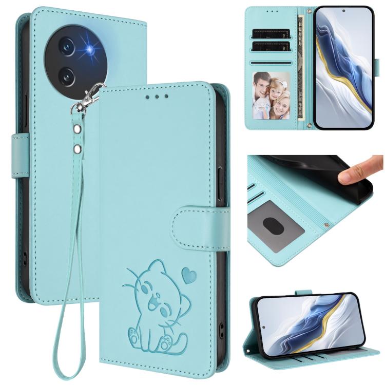 Embossed Heart Cat Leather Phone Case with Hand Strap, For Doogee Note 56 / Note 56 Pro, For Doogee N60 Pro, For Doogee Note 59 / Note 59 Pro, For Doogee Note 58 / Note 58 Pro, For Doogee Blade GT, For Doogee N55 / N55 Plus