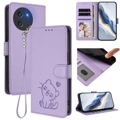 Embossed Heart Cat Leather Phone Case with Hand Strap, For Doogee Note 56 / Note 56 Pro, For Doogee N60 Pro, For Doogee Note 59 / Note 59 Pro, For Doogee Note 58 / Note 58 Pro, For Doogee Blade GT, For Doogee N55 / N55 Plus