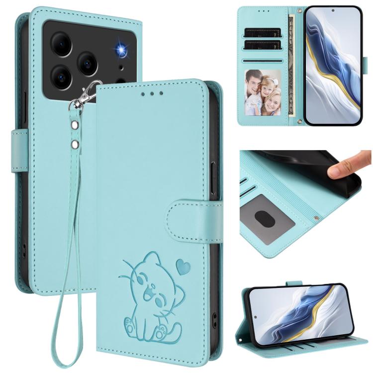 Embossed Heart Cat Leather Phone Case with Hand Strap, For Doogee Note 56 / Note 56 Pro, For Doogee N60 Pro, For Doogee Note 59 / Note 59 Pro, For Doogee Note 58 / Note 58 Pro, For Doogee Blade GT, For Doogee N55 / N55 Plus