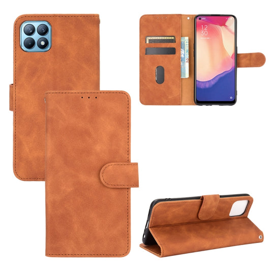 Brown PU leather flip wallet phone case with magnetic closure and card slots
