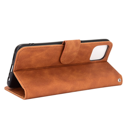 Brown PU leather flip wallet phone case with stand angle and card window