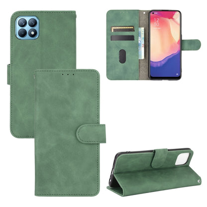 Green PU leather flip wallet phone case with magnetic closure and card slots