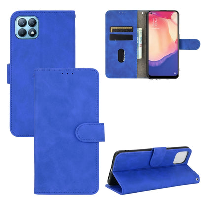 Blue PU leather flip wallet phone case with magnetic closure and card slots