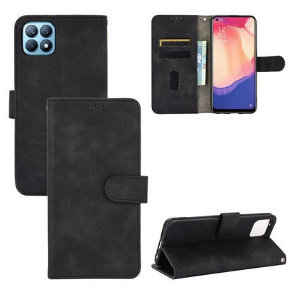 Black PU leather flip wallet case with magnetic clasp, card slots, and stand holder