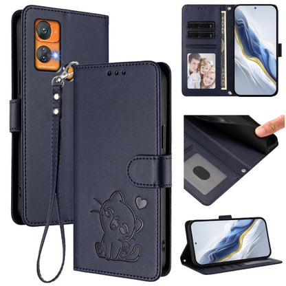 Embossed Heart Cat Leather Phone Case with Hand Strap, For Oukitel C38, For Oukitel C35, For Oukitel C33