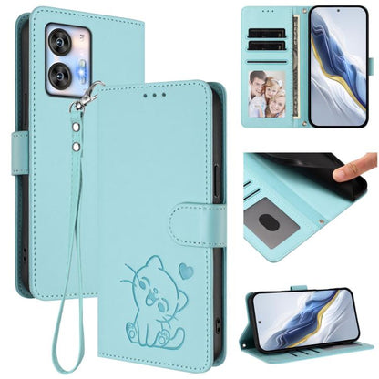 Embossed Heart Cat Leather Phone Case with Hand Strap, For Oukitel C38, For Oukitel C35, For Oukitel C33