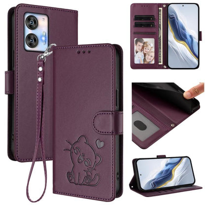 Embossed Heart Cat Leather Phone Case with Hand Strap, For Oukitel C38, For Oukitel C35, For Oukitel C33