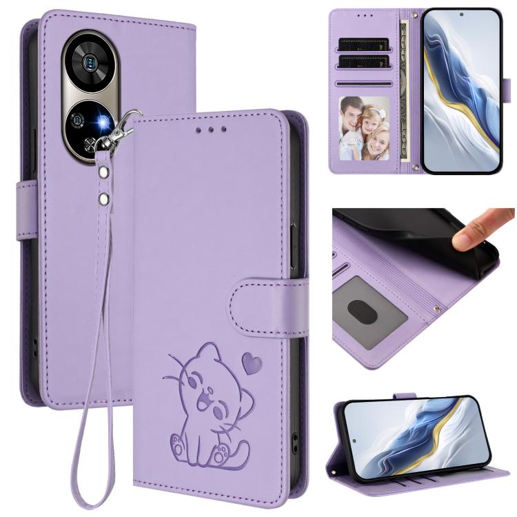 Embossed Heart Cat Leather Phone Case with Hand Strap, For Ulefone Note 21, For Ulefone Note 18 Ultra / 18 Pro, For Ulefone Note 20 Pro, For Ulefone Note 19, For Ulefone Note 17 Pro, For Ulefone Note 16 Pro, For Ulefone Note 14