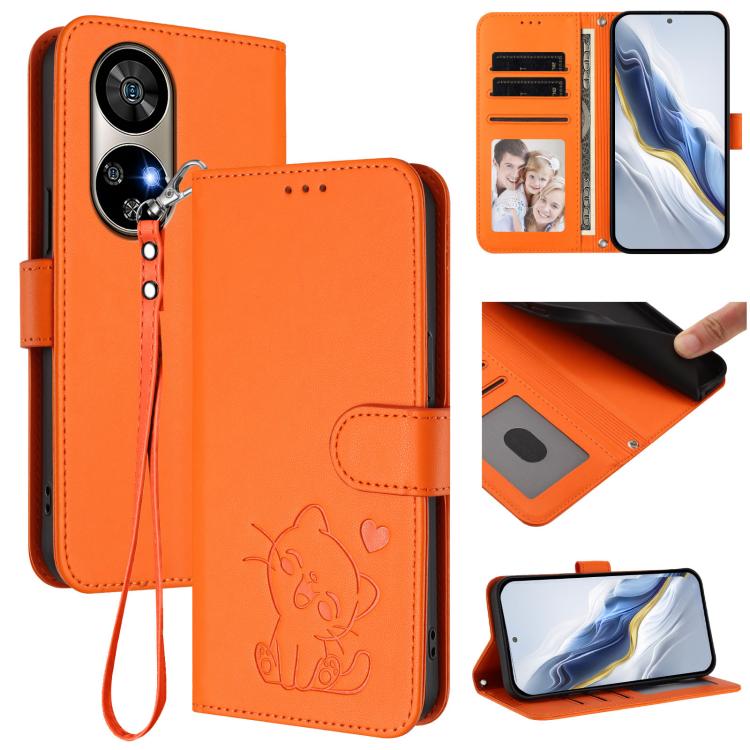 Embossed Heart Cat Leather Phone Case with Hand Strap, For Ulefone Note 21, For Ulefone Note 18 Ultra / 18 Pro, For Ulefone Note 20 Pro, For Ulefone Note 19, For Ulefone Note 17 Pro, For Ulefone Note 16 Pro, For Ulefone Note 14