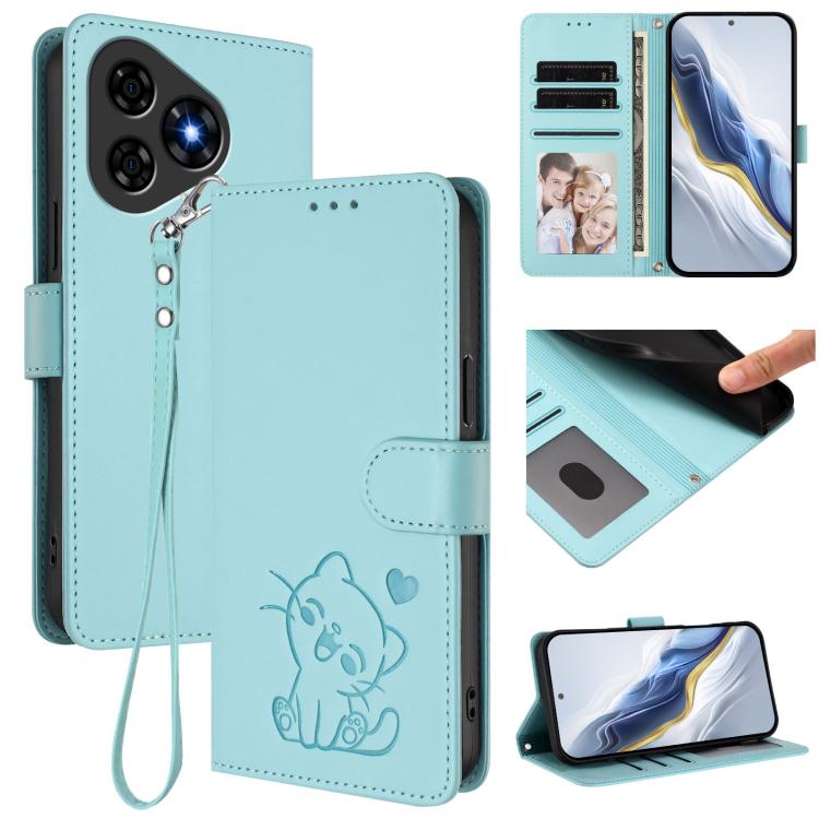 Embossed Heart Cat Leather Phone Case with Hand Strap, For Ulefone Note 21, For Ulefone Note 18 Ultra / 18 Pro, For Ulefone Note 20 Pro, For Ulefone Note 19, For Ulefone Note 17 Pro, For Ulefone Note 16 Pro, For Ulefone Note 14