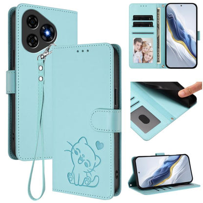 Embossed Heart Cat Leather Phone Case with Hand Strap, For Ulefone Note 21, For Ulefone Note 18 Ultra / 18 Pro, For Ulefone Note 20 Pro, For Ulefone Note 19, For Ulefone Note 17 Pro, For Ulefone Note 16 Pro, For Ulefone Note 14