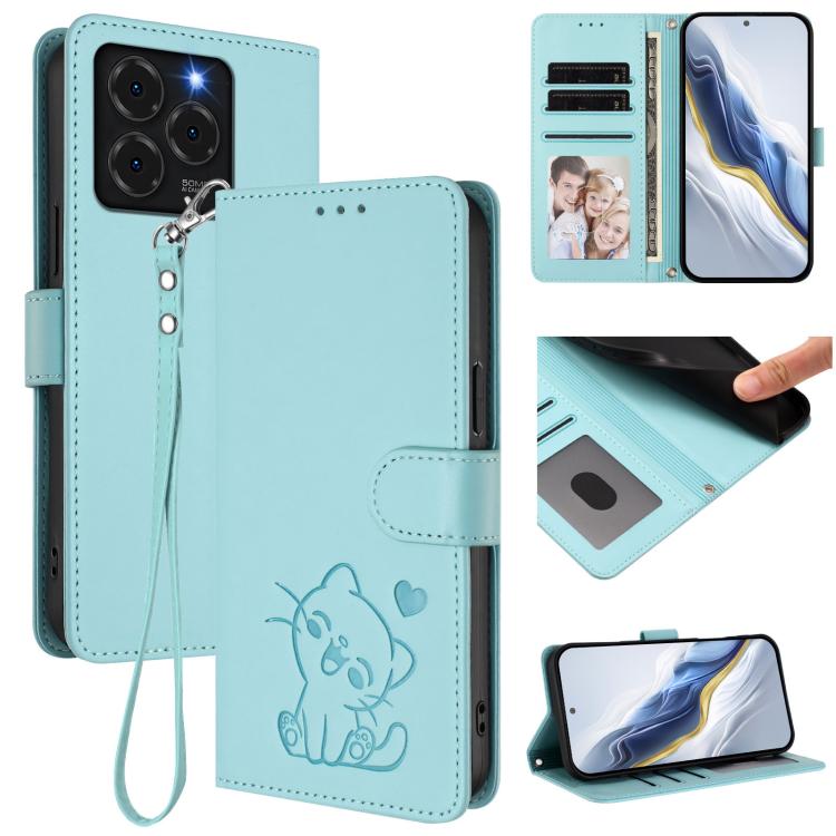 Embossed Heart Cat Leather Phone Case with Hand Strap, For Ulefone Note 21, For Ulefone Note 18 Ultra / 18 Pro, For Ulefone Note 20 Pro, For Ulefone Note 19, For Ulefone Note 17 Pro, For Ulefone Note 16 Pro, For Ulefone Note 14