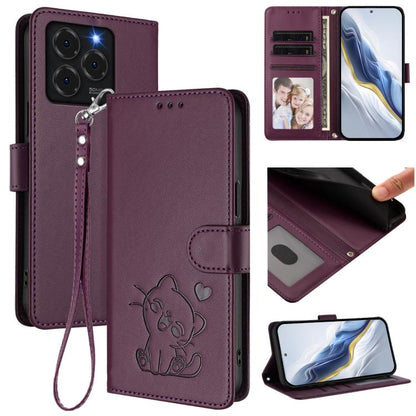 Embossed Heart Cat Leather Phone Case with Hand Strap, For Ulefone Note 21, For Ulefone Note 18 Ultra / 18 Pro, For Ulefone Note 20 Pro, For Ulefone Note 19, For Ulefone Note 17 Pro, For Ulefone Note 16 Pro, For Ulefone Note 14