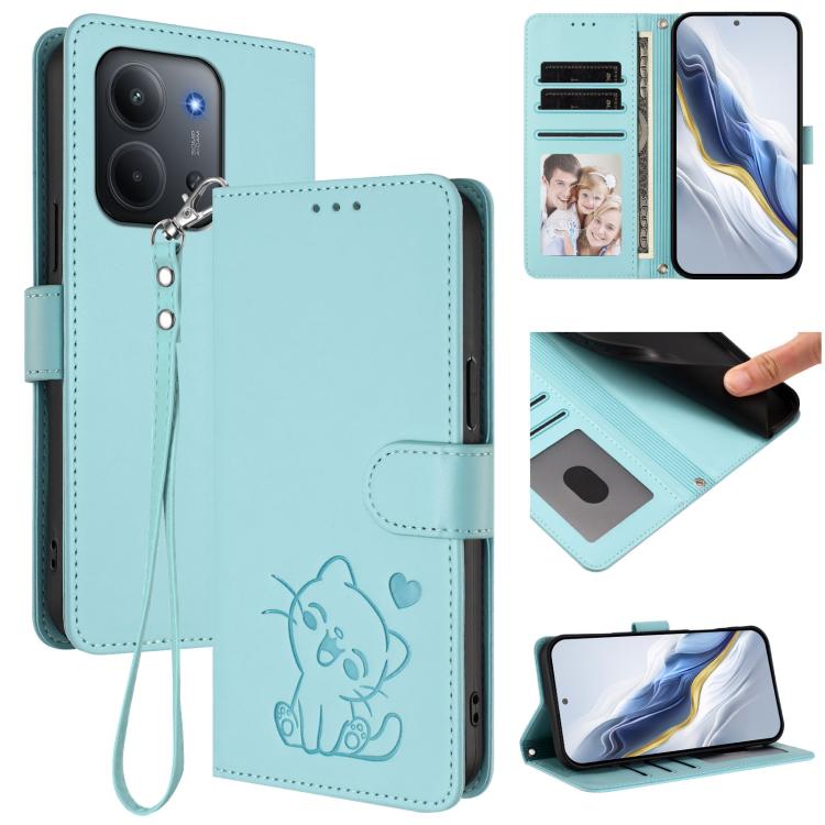 Embossed Heart Cat Leather Phone Case with Hand Strap, For Xiaomi Poco M7 4G 169mm, For Redmi 15 5G Global / 15 4G SEA 169.5mm, For Redmi 15 5G / 4G EU 171mm, For Redmi 15C 5G / 4G Global 171mm / Poco C85 4G, For Redmi 13 4G / 5G / 13x / Xiaomi Poco M6...
