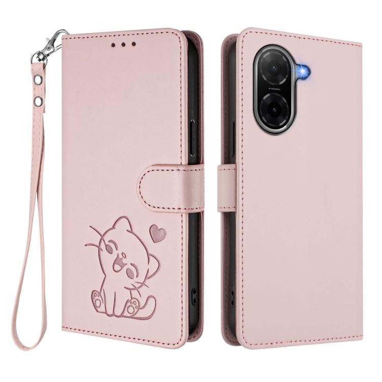 Embossed Heart Cat Leather Phone Case with Hand Strap, For Redmi A5 4G 171.7mm / Xiaomi Poco C71, For Redmi K90 Max 5G, For Redmi A7 Pro 4G / 5G 171mm / Poco C85x 5G, For Redmi 15a 5G, For Redmi Turbo 5 Max 5G / Poco X8 Pro Max 5G                      ...