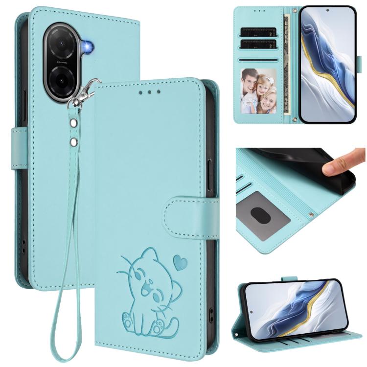 Embossed Heart Cat Leather Phone Case with Hand Strap, For Redmi A5 4G 171.7mm / Xiaomi Poco C71, For Redmi K90 Max 5G, For Redmi A7 Pro 4G / 5G 171mm / Poco C85x 5G, For Redmi 15a 5G, For Redmi Turbo 5 Max 5G / Poco X8 Pro Max 5G                      ...