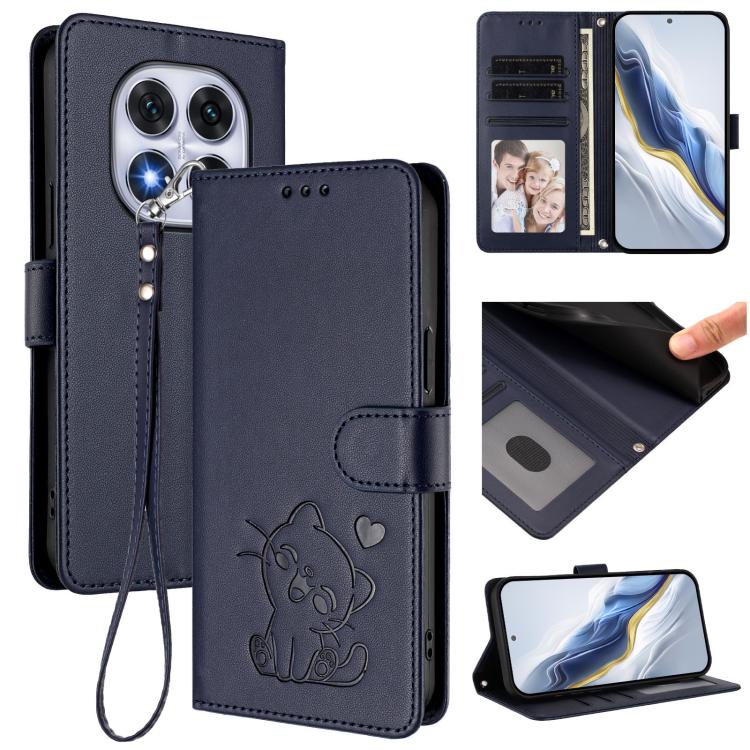 Embossed Heart Cat Leather Phone Case with Hand Strap, For Xiaomi Poco M7 4G 169mm, For Redmi 15 5G Global / 15 4G SEA 169.5mm, For Redmi 15 5G / 4G EU 171mm, For Redmi 15C 5G / 4G Global 171mm / Poco C85 4G, For Redmi 13 4G / 5G / 13x / Xiaomi Poco M6...