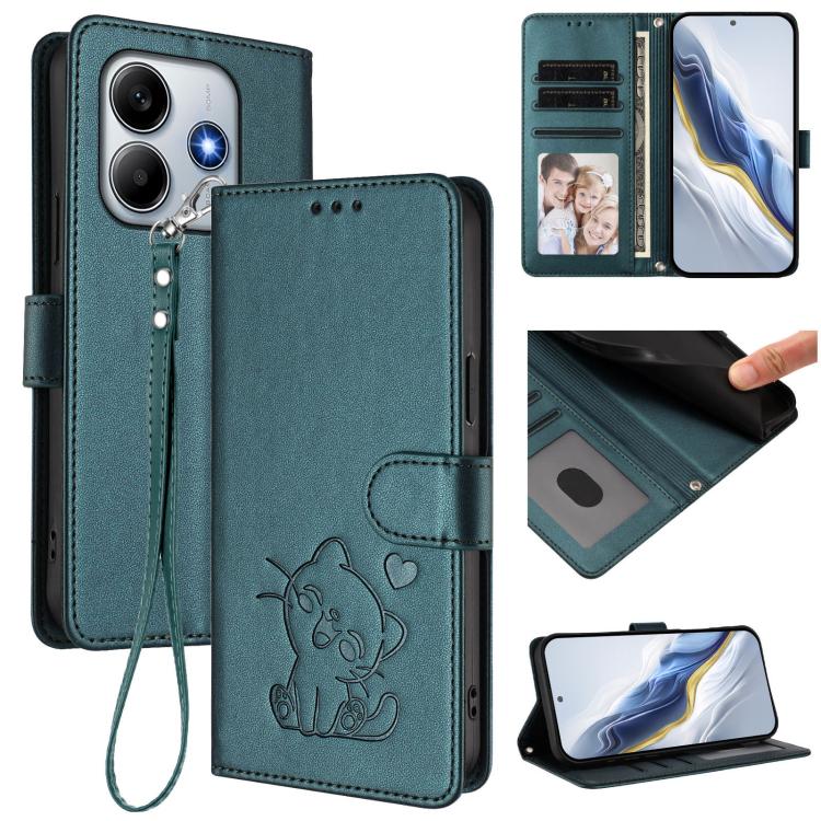 Embossed Heart Cat Leather Phone Case with Hand Strap, For Redmi Note 14 5G India / Xiaomi M7 Pro 5G, For Redmi Note 14 Pro 4G Global, For Redmi Note 14 4G 163.25mm, For Redmi A4 5G / A3 Pro / 14C 4G / 14R, For Redmi K70 Ultra 5G                       ...