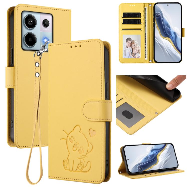 Embossed Heart Cat Leather Phone Case with Hand Strap, For Redmi Note 14 5G India / Xiaomi M7 Pro 5G, For Redmi Note 14 Pro 4G Global, For Redmi Note 14 4G 163.25mm, For Redmi A4 5G / A3 Pro / 14C 4G / 14R, For Redmi K70 Ultra 5G                       ...