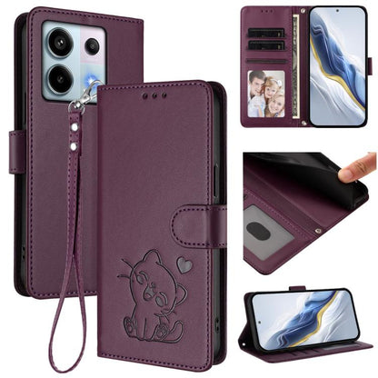 Embossed Heart Cat Leather Phone Case with Hand Strap, For Redmi Note 14 5G India / Xiaomi M7 Pro 5G, For Redmi Note 14 Pro 4G Global, For Redmi Note 14 4G 163.25mm, For Redmi A4 5G / A3 Pro / 14C 4G / 14R, For Redmi K70 Ultra 5G                       ...