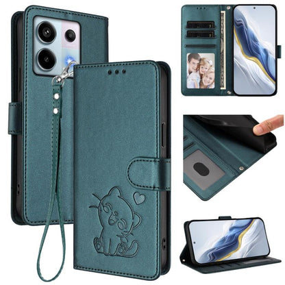 Embossed Heart Cat Leather Phone Case with Hand Strap, For Redmi Note 14 5G India / Xiaomi M7 Pro 5G, For Redmi Note 14 Pro 4G Global, For Redmi Note 14 4G 163.25mm, For Redmi A4 5G / A3 Pro / 14C 4G / 14R, For Redmi K70 Ultra 5G                       ...