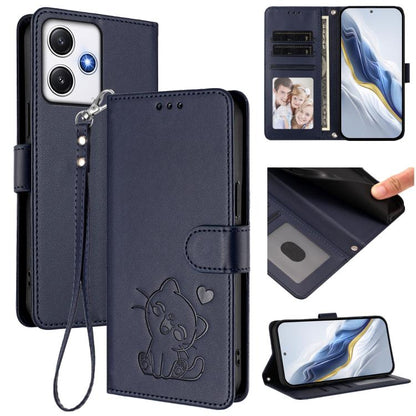 Embossed Heart Cat Leather Phone Case with Hand Strap, For Redmi Note 13 5G Global, For Redmi Note 13 Pro+ 5G Global, For Redmi 12 4G / 5G / Note 12R, For Redmi K50i / Note 12T Pro, For Redmi Note 12 Turbo 5G / Xiaomi Poco F5, For Redmi K60 / K60 Pro  ...