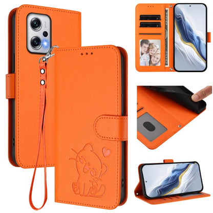 Embossed Heart Cat Leather Phone Case with Hand Strap, For Redmi Note 13 5G Global, For Redmi Note 13 Pro+ 5G Global, For Redmi 12 4G / 5G / Note 12R, For Redmi K50i / Note 12T Pro, For Redmi Note 12 Turbo 5G / Xiaomi Poco F5, For Redmi K60 / K60 Pro  ...