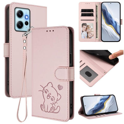 Embossed Heart Cat Leather Phone Case with Hand Strap, For Redmi Note 12 4G Global, For Redmi A1 4G / A2 4G, For Redmi 11A / Xiaomi Poco C55, For Redmi Note 12 Pro+ 5G India, For Redmi Note 12 Pro Speed / Note 12 Pro 5G                                 ...