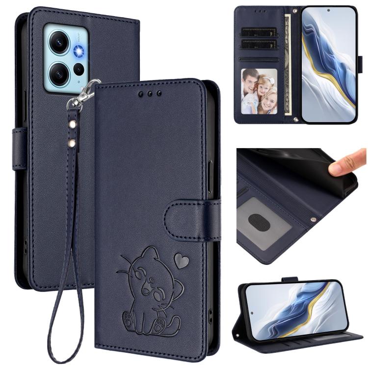 Embossed Heart Cat Leather Phone Case with Hand Strap, For Redmi Note 12 4G Global, For Redmi A1 4G / A2 4G, For Redmi 11A / Xiaomi Poco C55, For Redmi Note 12 Pro+ 5G India, For Redmi Note 12 Pro Speed / Note 12 Pro 5G                                 ...