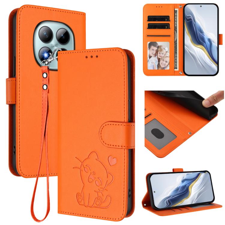 Embossed Heart Cat Leather Phone Case with Hand Strap, For Redmi A5 4G 171.7mm / Xiaomi Poco C71, For Redmi K90 Max 5G, For Redmi A7 Pro 4G / 5G 171mm / Poco C85x 5G, For Redmi 15a 5G, For Redmi Turbo 5 Max 5G / Poco X8 Pro Max 5G                      ...