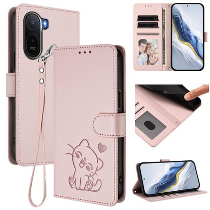 Embossed Heart Cat Leather Phone Case with Hand Strap, For Redmi A5 4G 171.7mm / Xiaomi Poco C71, For Redmi K90 Max 5G, For Redmi A7 Pro 4G / 5G 171mm / Poco C85x 5G, For Redmi 15a 5G, For Redmi Turbo 5 Max 5G / Poco X8 Pro Max 5G                      ...