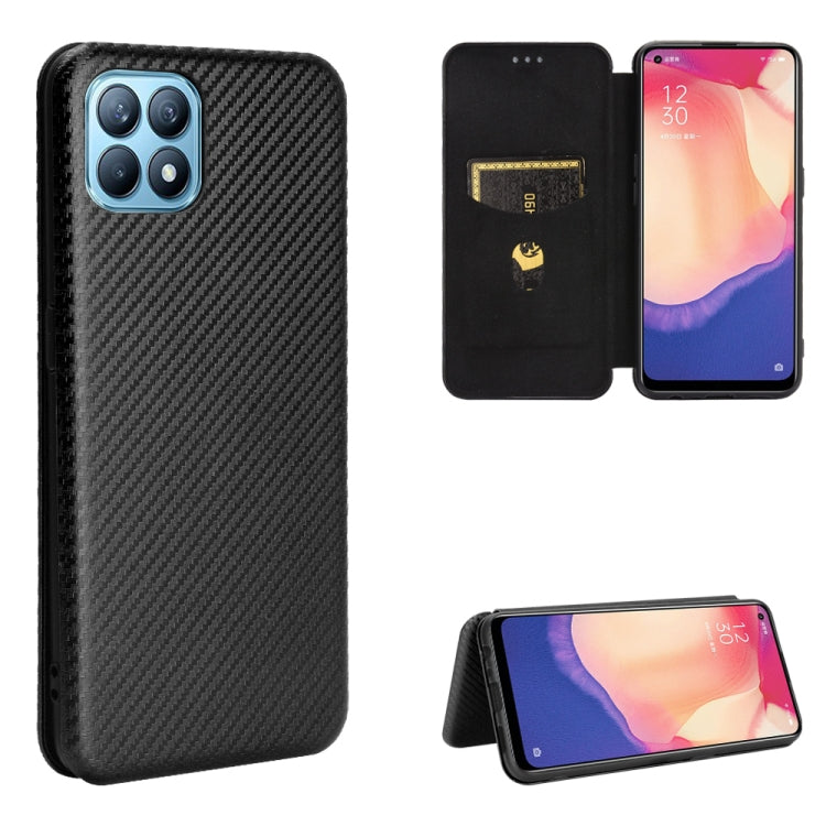 Black carbon fiber texture magnetic flip phone case with card holder and kickstand