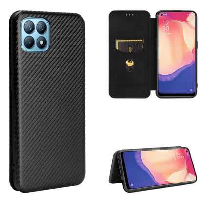 Black carbon fiber texture magnetic flip phone case with card holder and kickstand