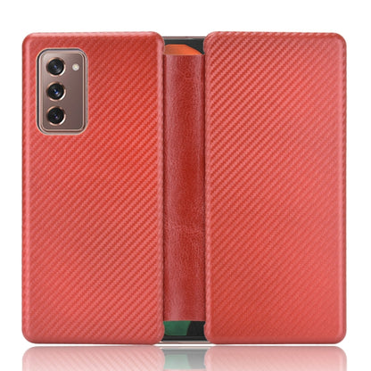 Red carbon fiber texture magnetic flip phone case with card holder and kickstand