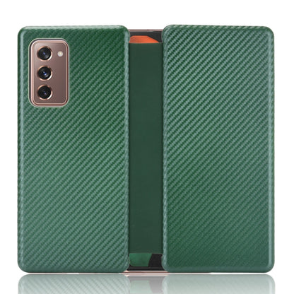 Green carbon fiber texture magnetic flip phone case with card holder and kickstand