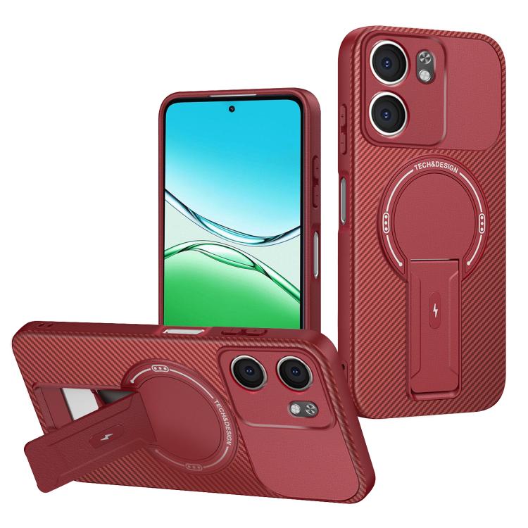 Carbon Fiber Texture MagSafe Phone Case with Holder, For OPPO Reno15 Pro 5G Global, For OPPO A5x 4G / 5G, For OPPO A5 5G / 4G Global, For OPPO Reno14 5G Global, For OPPO A5 Pro 5G / 4G Global, For OPPO Reno13 Pro Global, For OPPO Reno12 Pro Global