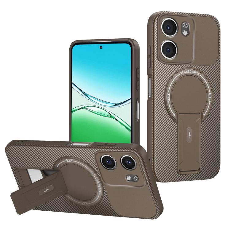 Carbon Fiber Texture MagSafe Phone Case with Holder, For OPPO Reno15 Pro 5G Global, For OPPO A5x 4G / 5G, For OPPO A5 5G / 4G Global, For OPPO Reno14 5G Global, For OPPO A5 Pro 5G / 4G Global, For OPPO Reno13 Pro Global, For OPPO Reno12 Pro Global