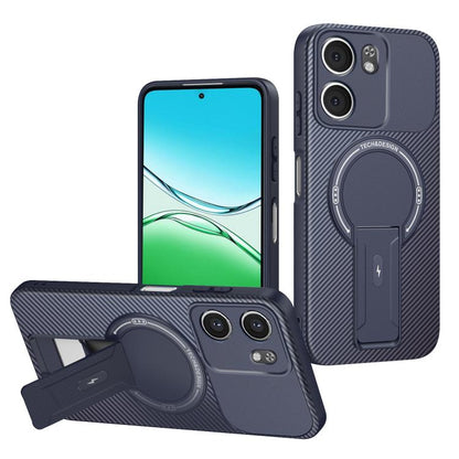 Carbon Fiber Texture MagSafe Phone Case with Holder, For OPPO Reno15 Pro 5G Global, For OPPO A5x 4G / 5G, For OPPO A5 5G / 4G Global, For OPPO Reno14 5G Global, For OPPO A5 Pro 5G / 4G Global, For OPPO Reno13 Pro Global, For OPPO Reno12 Pro Global