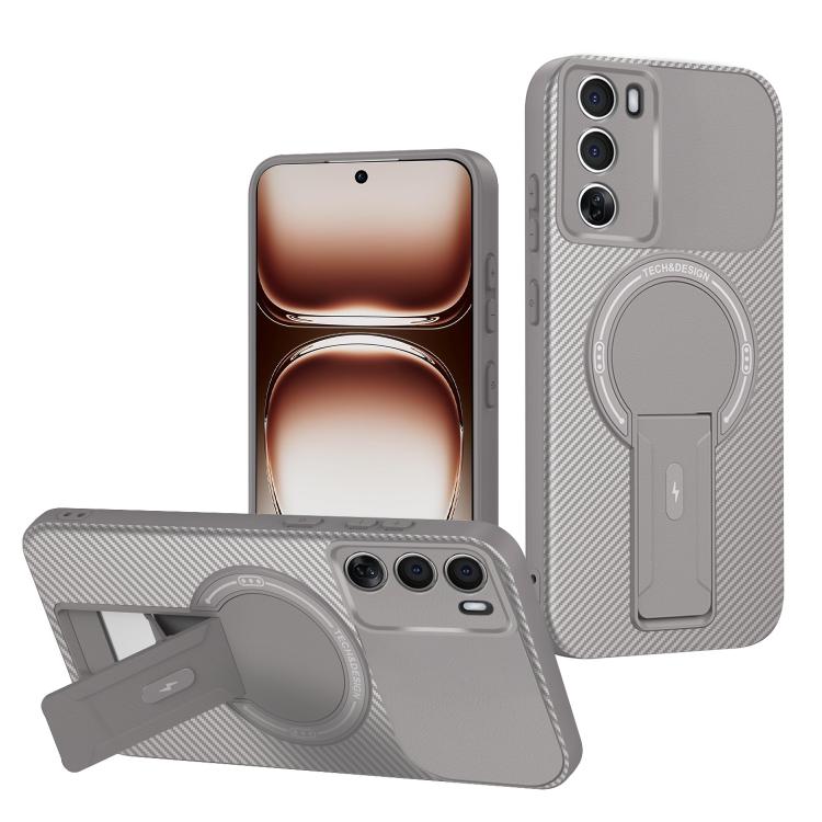 Carbon Fiber Texture MagSafe Phone Case with Holder, For OPPO Reno15 Pro 5G Global, For OPPO A5x 4G / 5G, For OPPO A5 5G / 4G Global, For OPPO Reno14 5G Global, For OPPO A5 Pro 5G / 4G Global, For OPPO Reno13 Pro Global, For OPPO Reno12 Pro Global