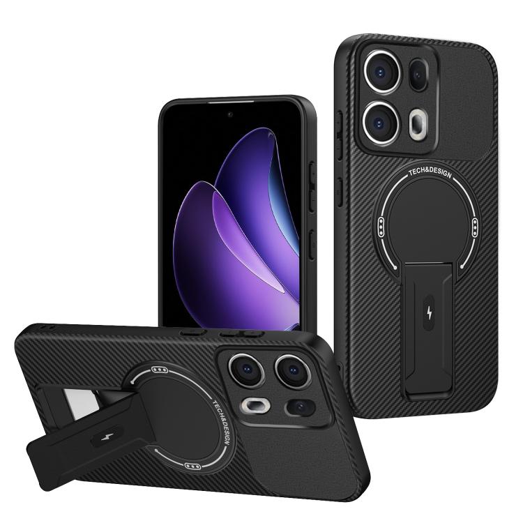 Carbon Fiber Texture MagSafe Phone Case with Holder, For OPPO Reno15 Pro 5G Global, For OPPO A5x 4G / 5G, For OPPO A5 5G / 4G Global, For OPPO Reno14 5G Global, For OPPO A5 Pro 5G / 4G Global, For OPPO Reno13 Pro Global, For OPPO Reno12 Pro Global