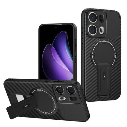 Carbon Fiber Texture MagSafe Phone Case with Holder, For OPPO Reno15 Pro 5G Global, For OPPO A5x 4G / 5G, For OPPO A5 5G / 4G Global, For OPPO Reno14 5G Global, For OPPO A5 Pro 5G / 4G Global, For OPPO Reno13 Pro Global, For OPPO Reno12 Pro Global