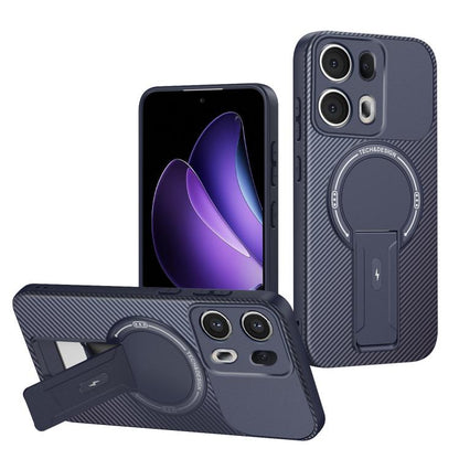 Carbon Fiber Texture MagSafe Phone Case with Holder, For OPPO Reno15 Pro 5G Global, For OPPO A5x 4G / 5G, For OPPO A5 5G / 4G Global, For OPPO Reno14 5G Global, For OPPO A5 Pro 5G / 4G Global, For OPPO Reno13 Pro Global, For OPPO Reno12 Pro Global