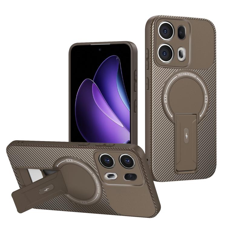 Carbon Fiber Texture MagSafe Phone Case with Holder, For OPPO Reno15 Pro 5G Global, For OPPO A5x 4G / 5G, For OPPO A5 5G / 4G Global, For OPPO Reno14 5G Global, For OPPO A5 Pro 5G / 4G Global, For OPPO Reno13 Pro Global, For OPPO Reno12 Pro Global